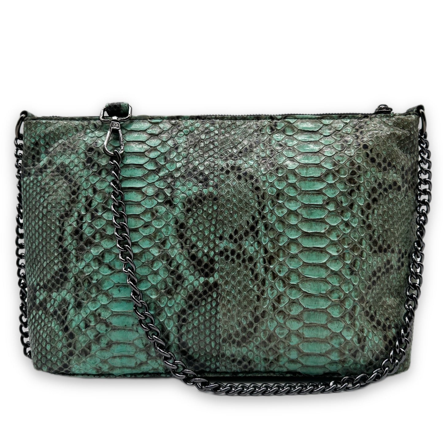 The Mint Snakeskin Chain Purse