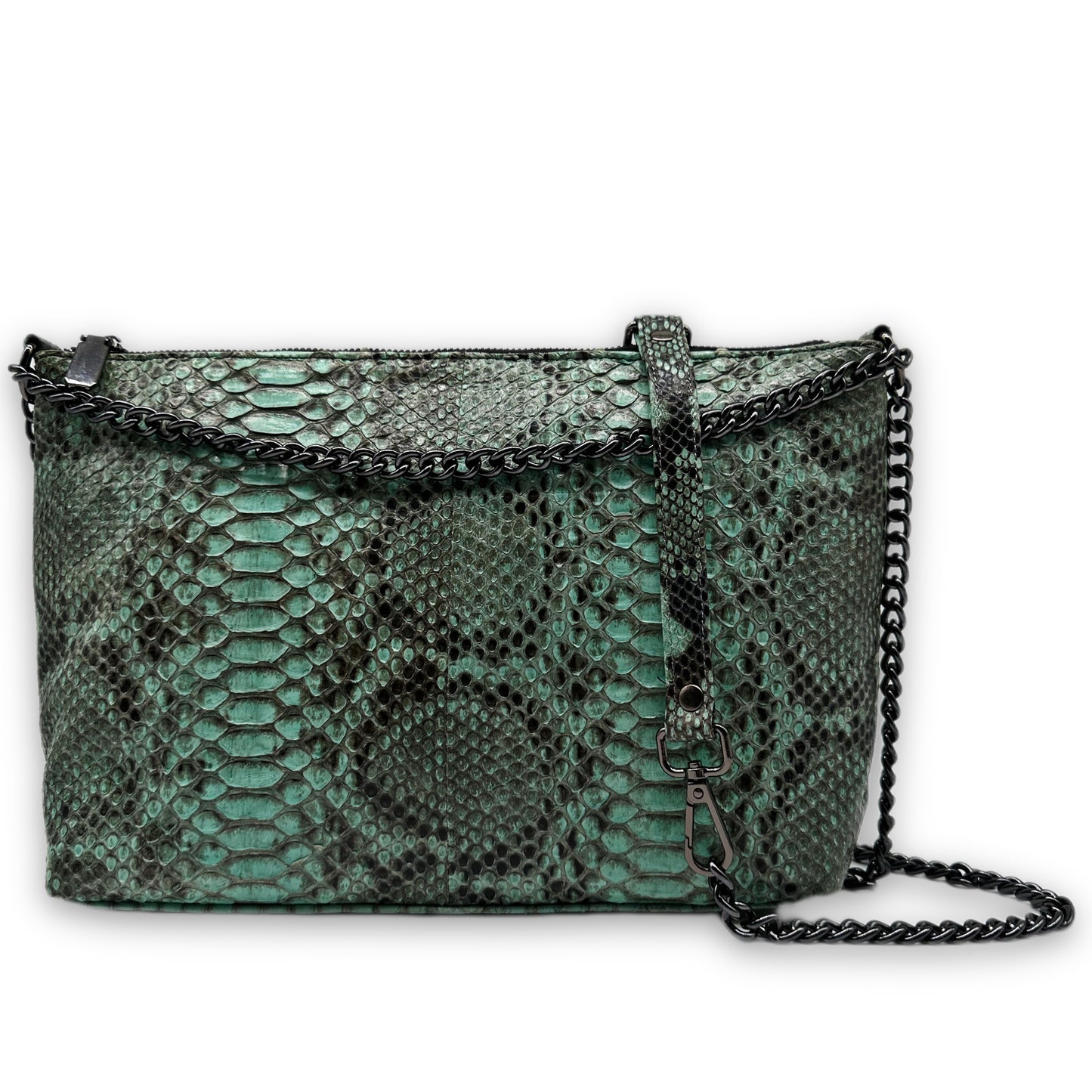 The Mint Snakeskin Chain Purse