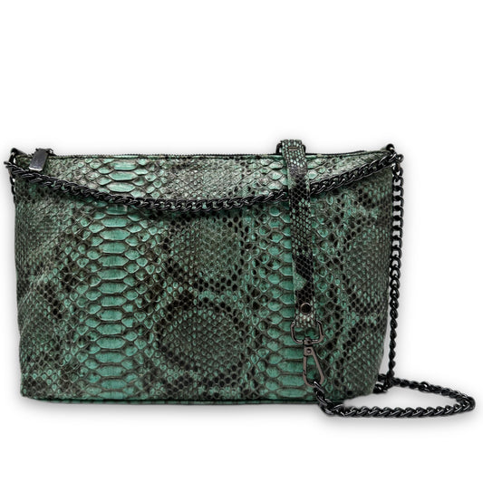 The Mint Snakeskin Chain Purse