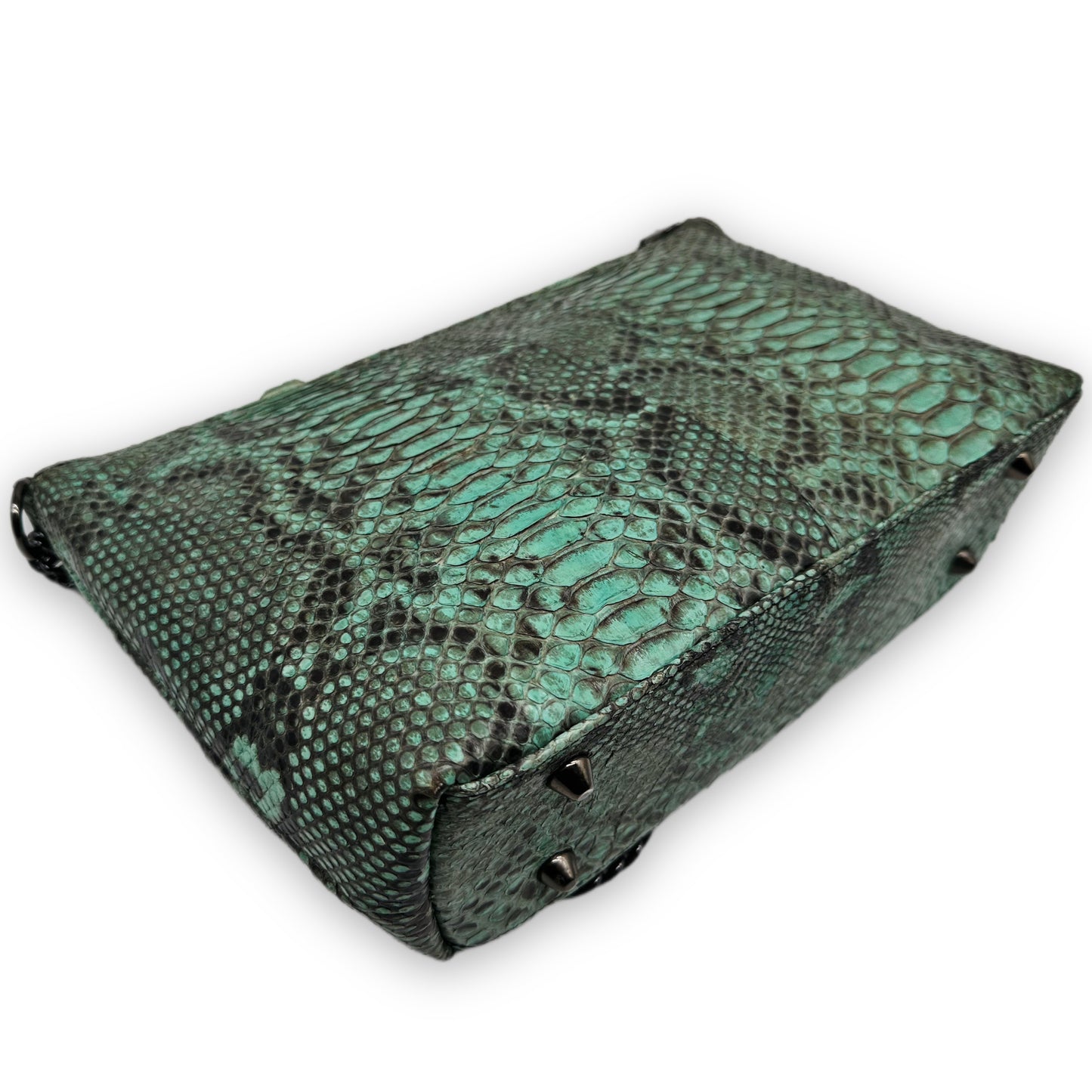 The Mint Snakeskin Chain Purse