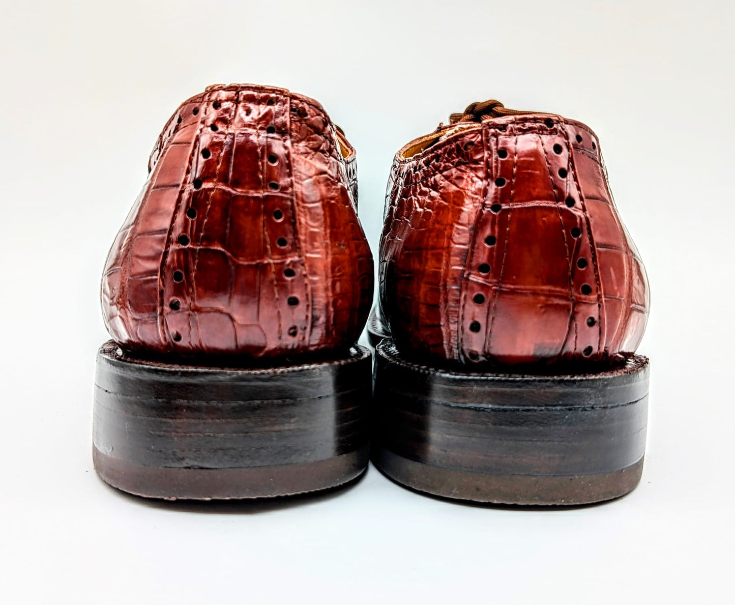 Men's Alligator Leather Oxford Cognac Brown Dress Shoes
