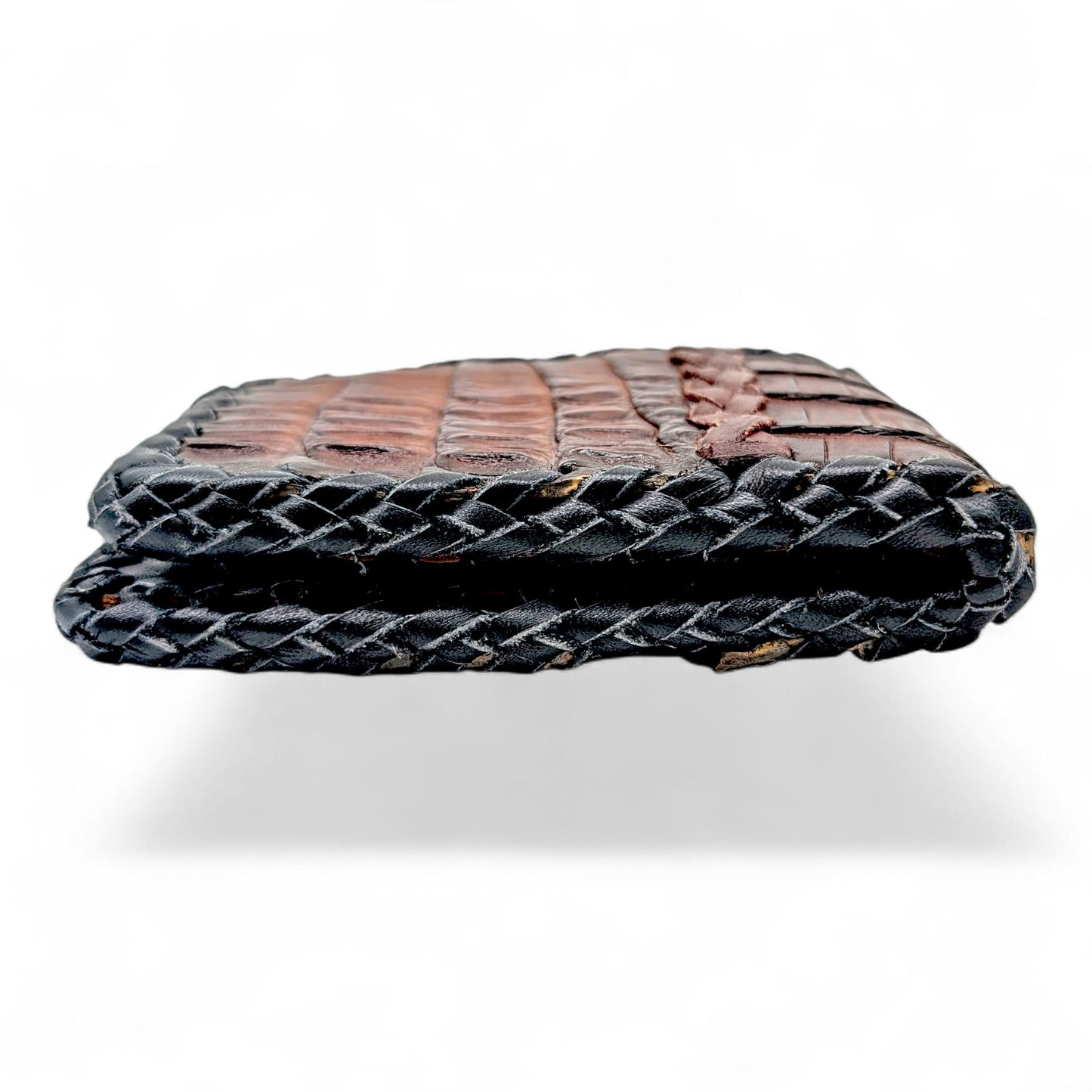 Handmade Hornback Alligator Leather Wallet – Whipstitched Bifold with Leather Interior