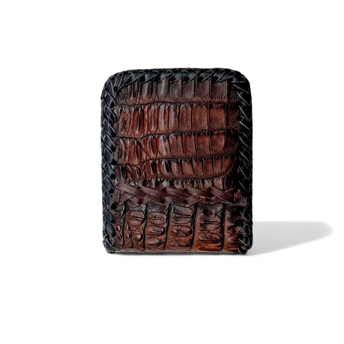Handmade Hornback Alligator Leather Wallet – Whipstitched Bifold with Leather Interior