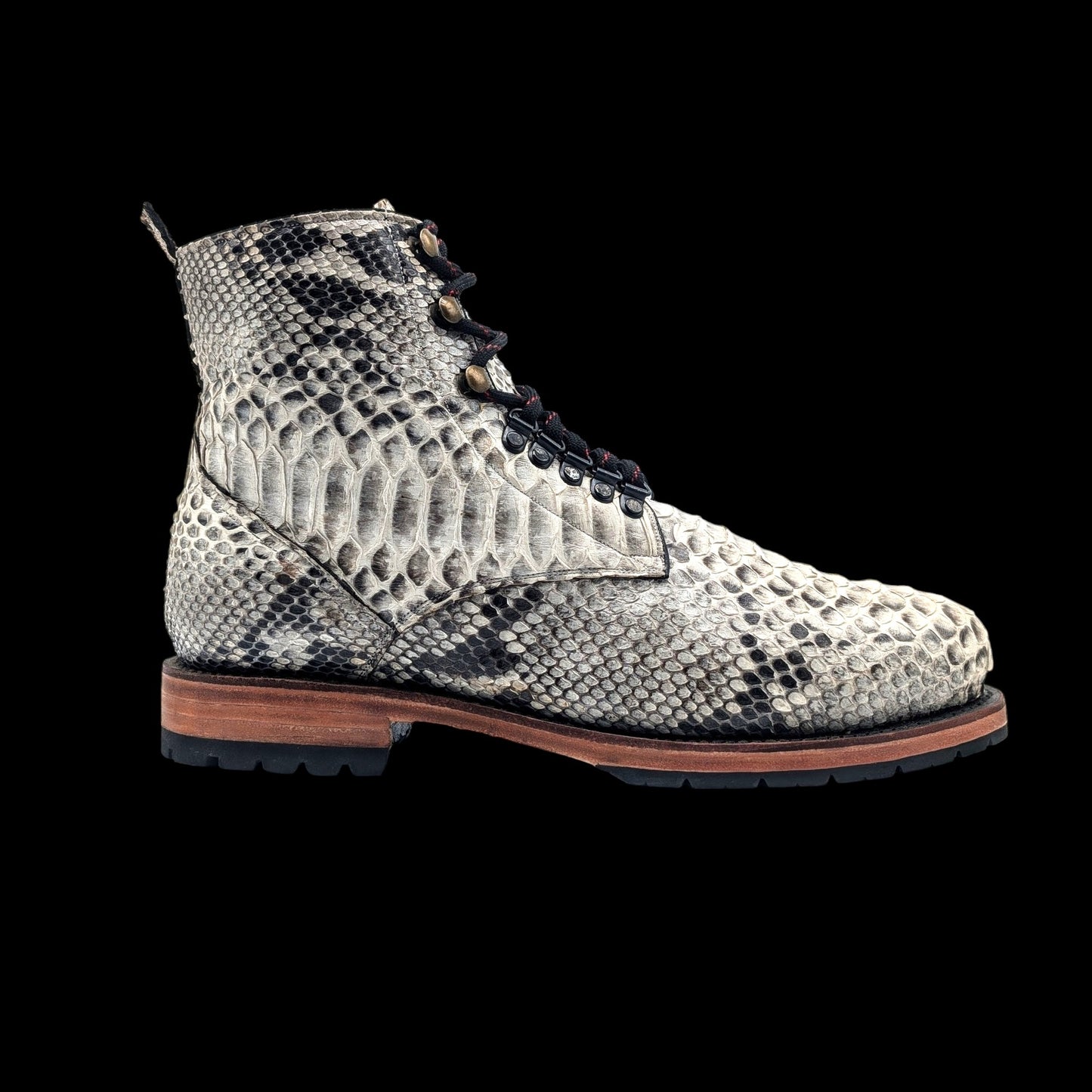 Handmade Snakeskin Lace-Up Boots – Genuine Python Leather