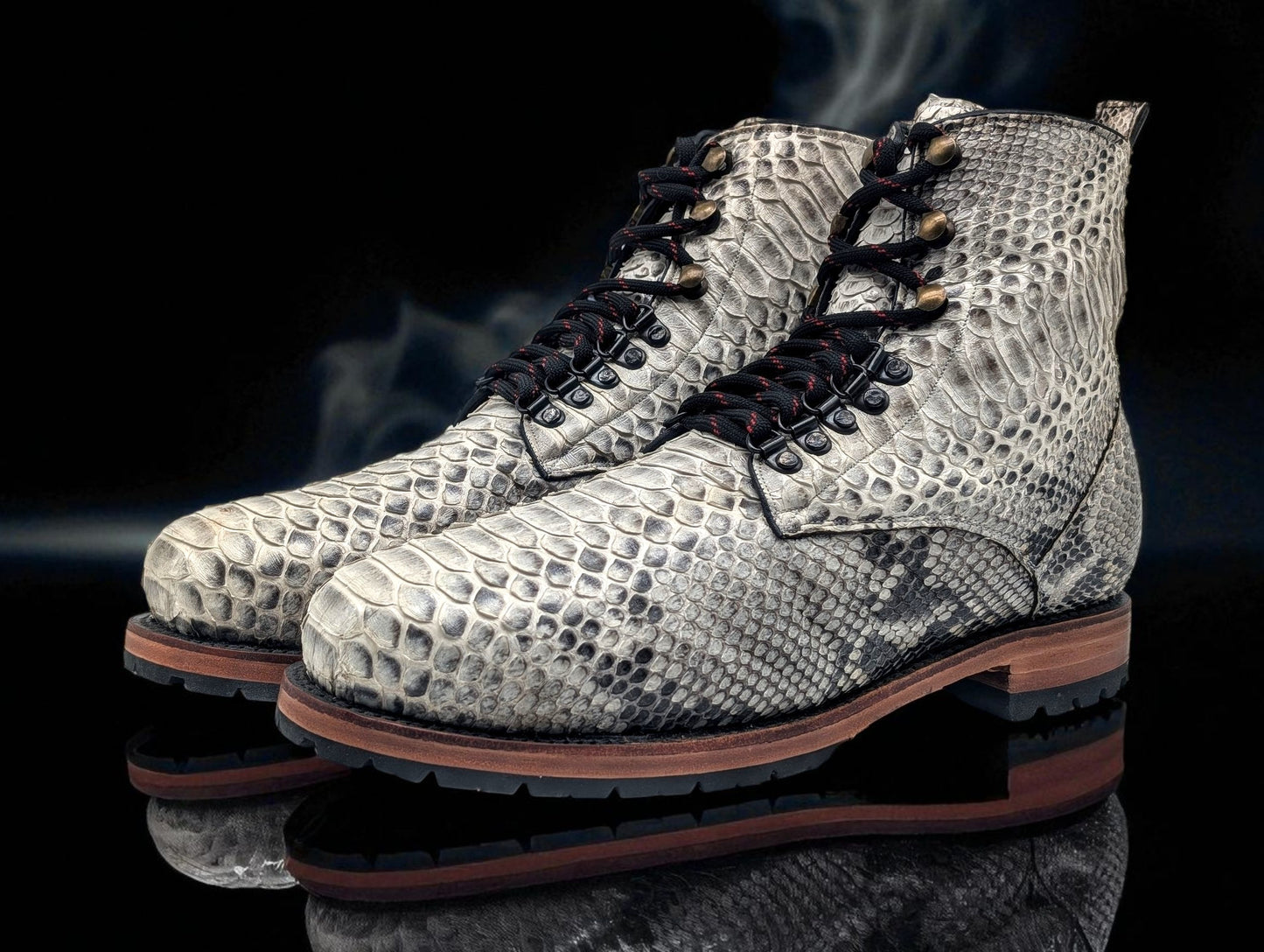 Handmade Snakeskin Lace-Up Boots – Genuine Python Leather