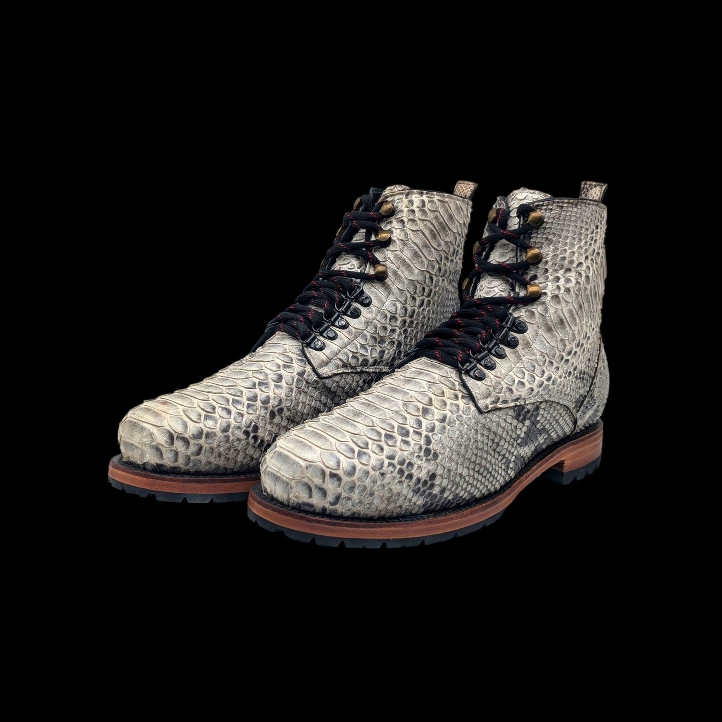 Handmade Snakeskin Lace-Up Boots – Genuine Python Leather