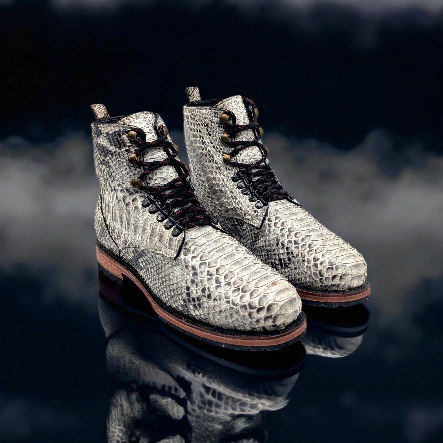 Handmade Snakeskin Lace-Up Boots – Genuine Python Leather