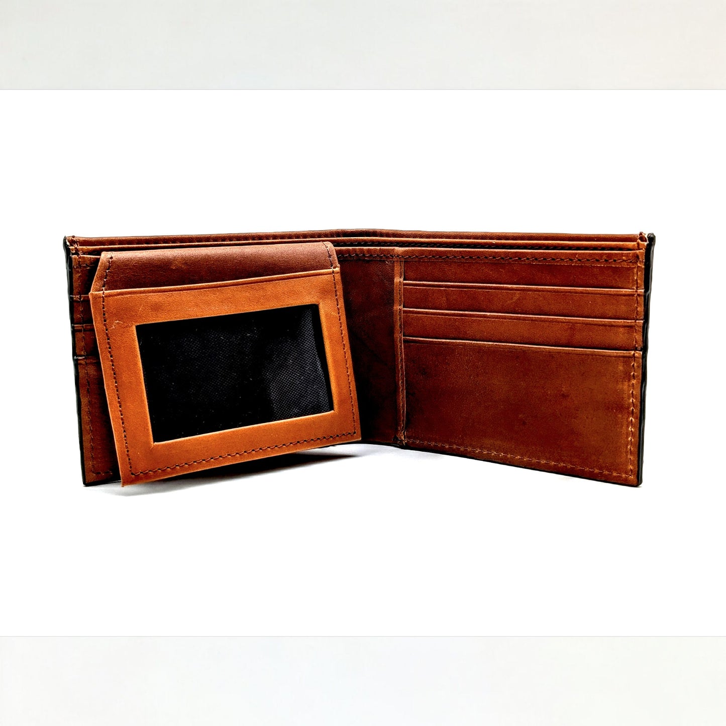 Genuine Ostrich Leather Bifold Wallet – Handmade Exotic Leather with ID Window & 6 Card Slots