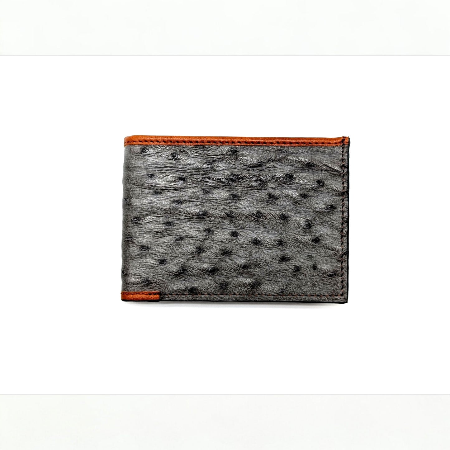 Genuine Ostrich Leather Bifold Wallet – Handmade Exotic Leather with ID Window & 6 Card Slots