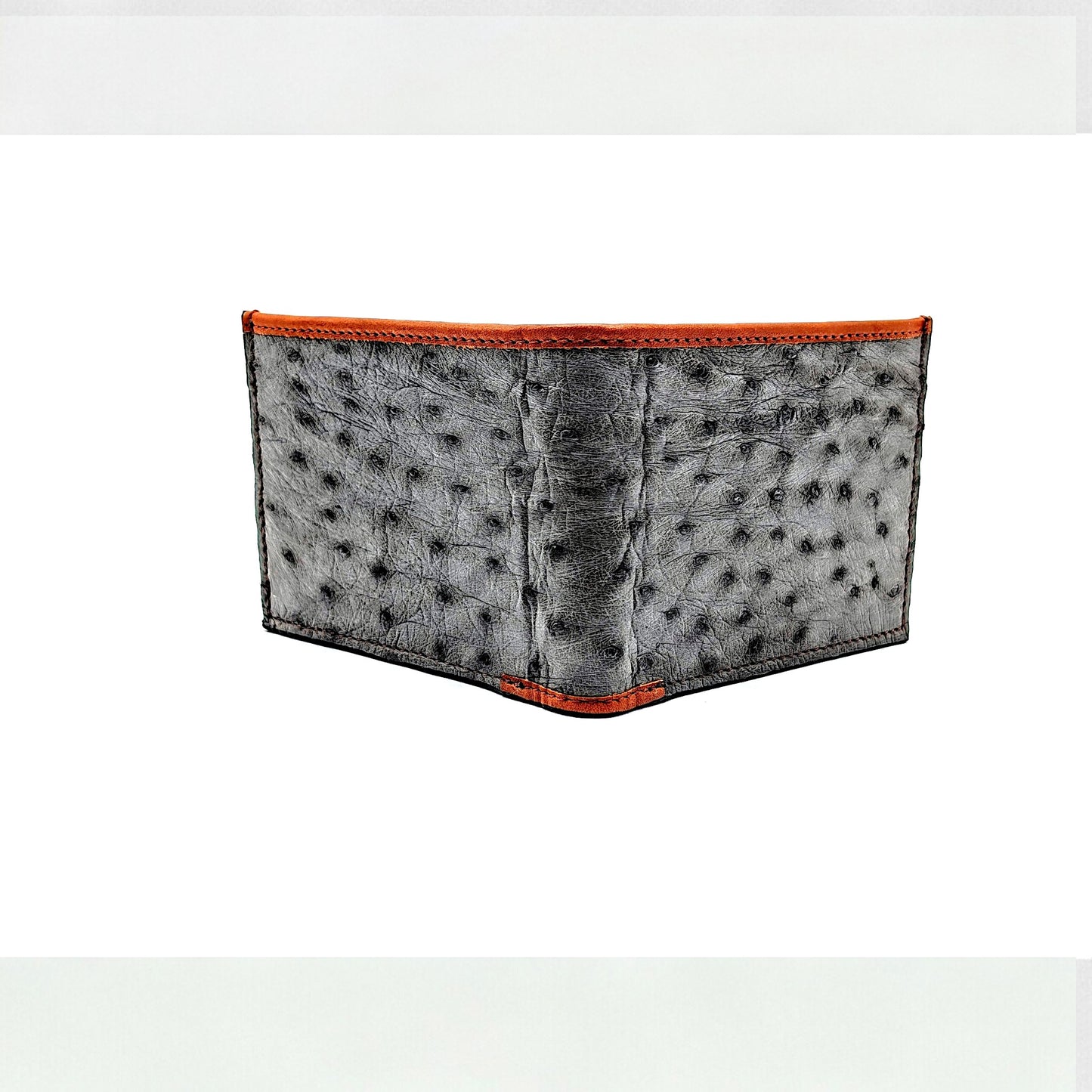 Genuine Ostrich Leather Bifold Wallet – Handmade Exotic Leather with ID Window & 6 Card Slots