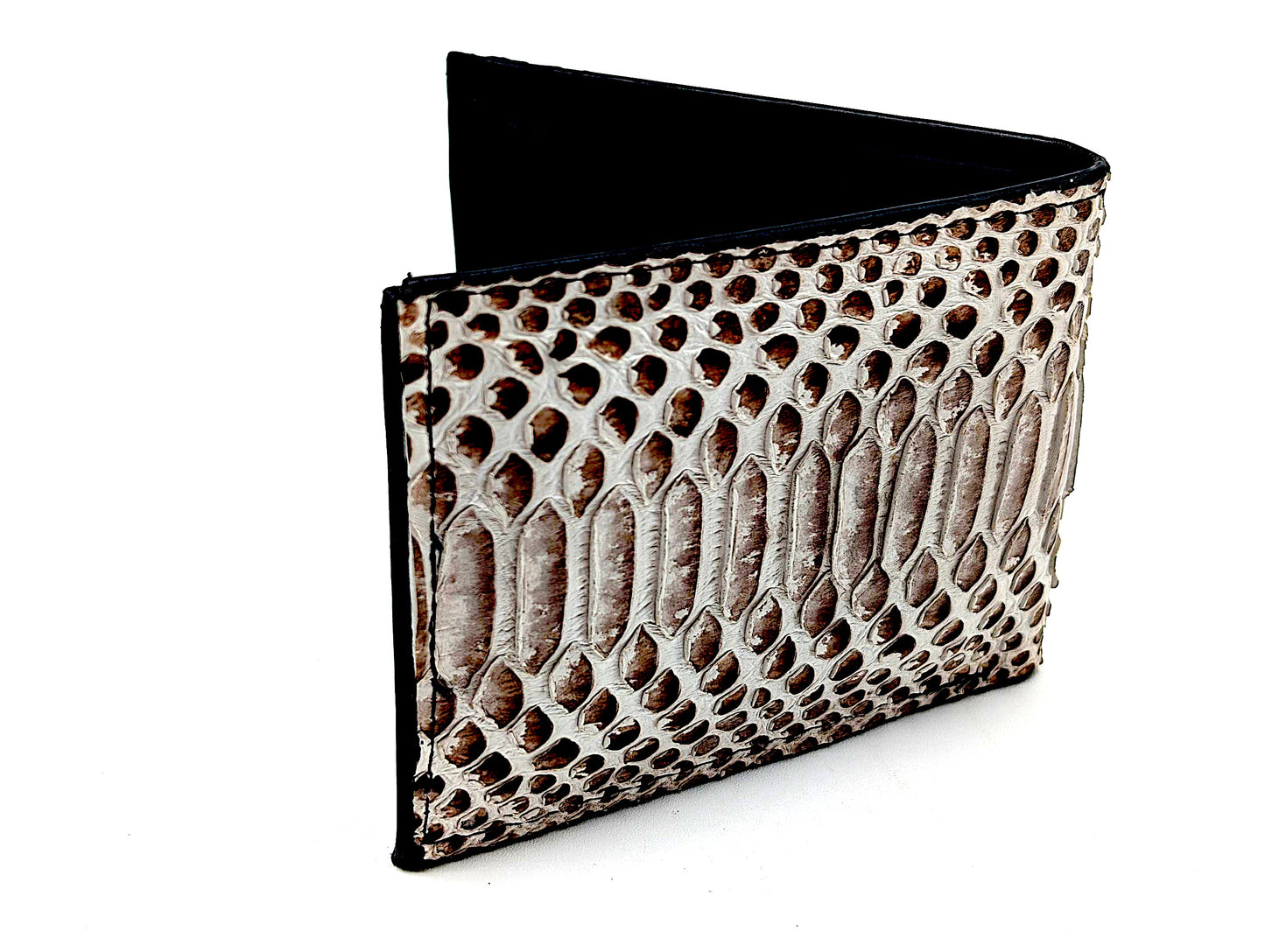 White Snakeskin Leather Bifold Wallet – 6 Card Slots – Luxury Exotic Leather Men’s Wallet