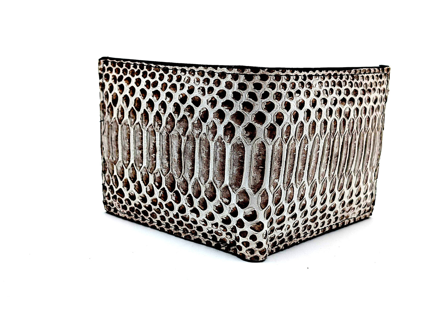 White Snakeskin Leather Bifold Wallet – 6 Card Slots – Luxury Exotic Leather Men’s Wallet