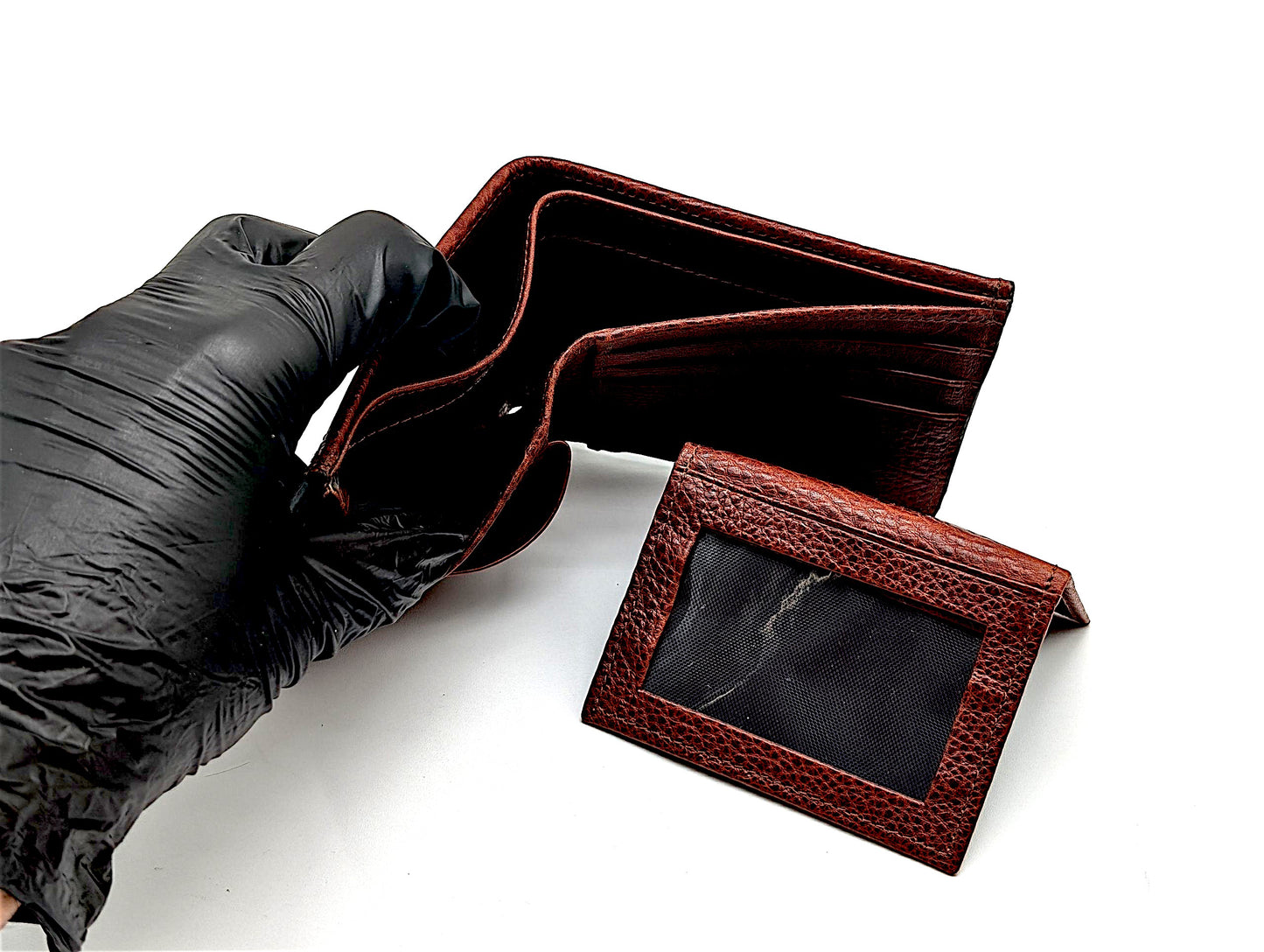Handmade Snakeskin Leather Compact Bifold Wallet – 6 Card Slots & Separate ID Holder – Exotic Leather Gift for Him
