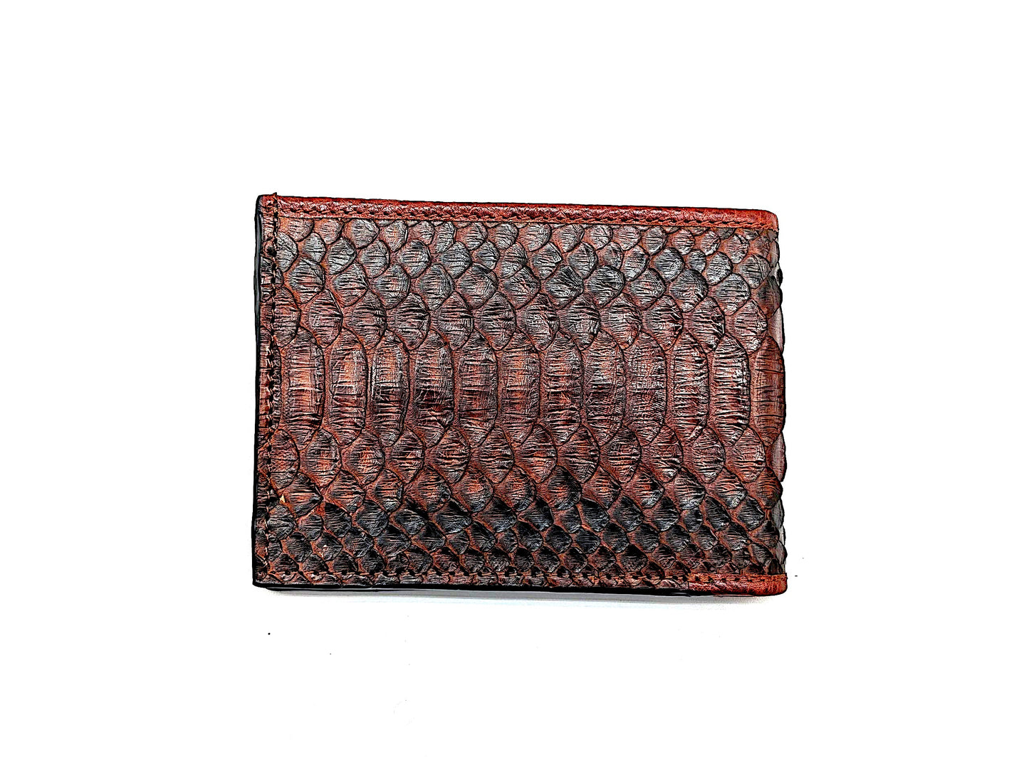 Handmade Snakeskin Leather Compact Bifold Wallet – 6 Card Slots & Separate ID Holder – Exotic Leather Gift for Him