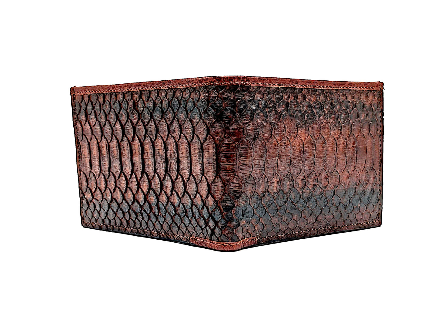 Handmade Snakeskin Leather Compact Bifold Wallet – 6 Card Slots & Separate ID Holder – Exotic Leather Gift for Him