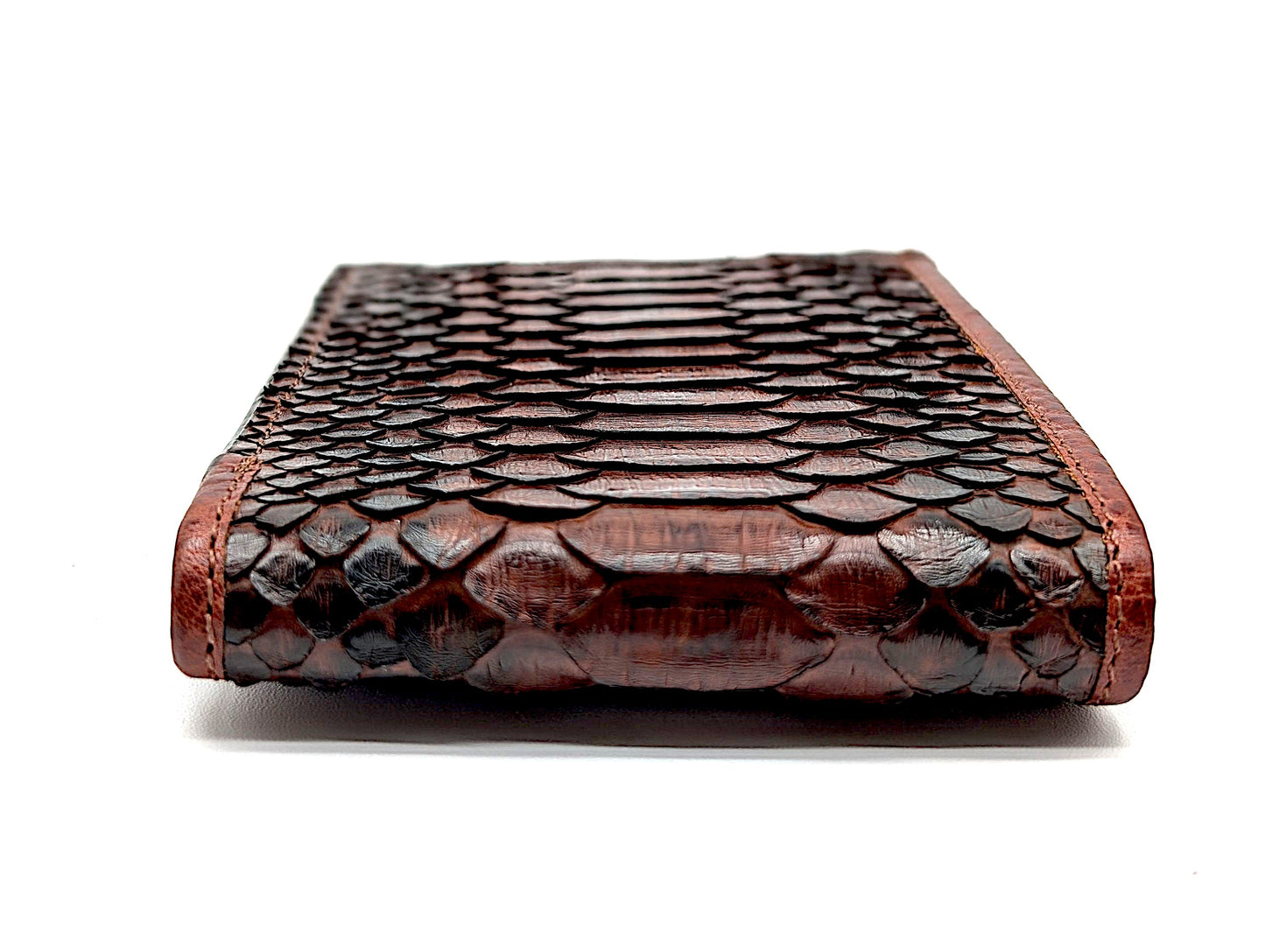 Handmade Snakeskin Leather Compact Bifold Wallet – 6 Card Slots & Separate ID Holder – Exotic Leather Gift for Him