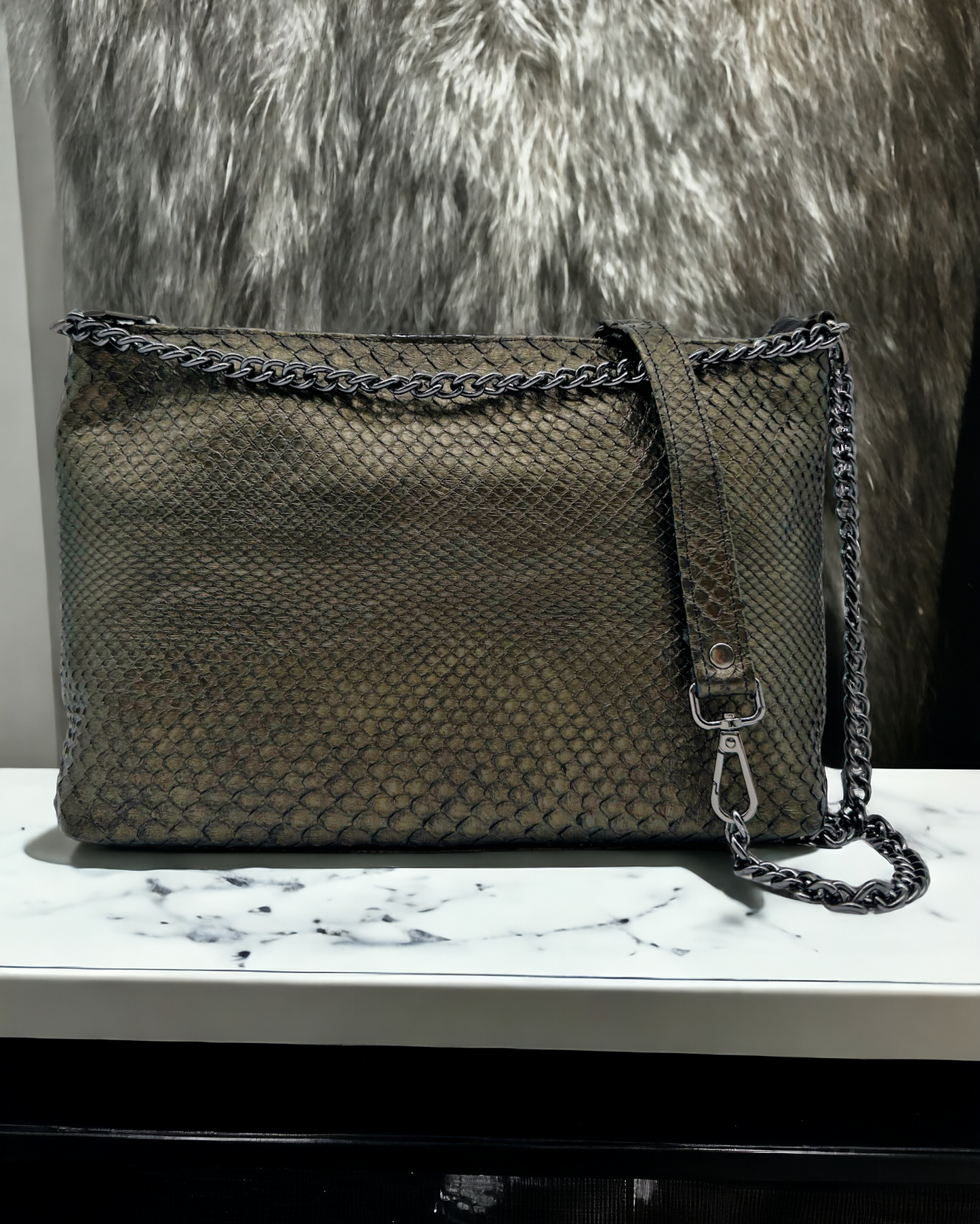 The Black Mamba Snakeskin Chain Purse