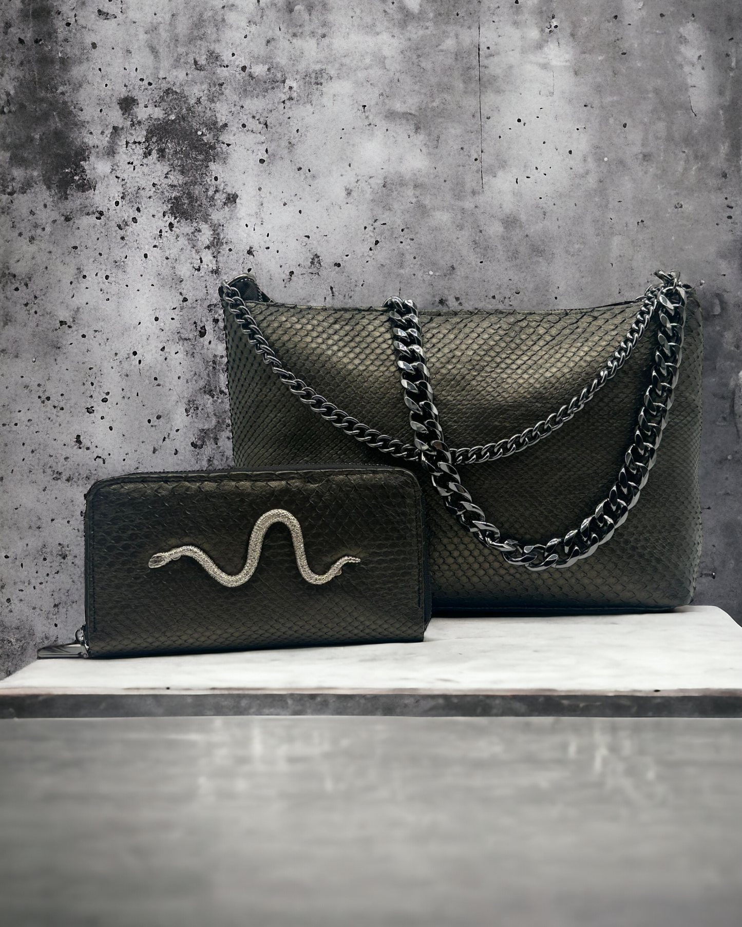 The Black Mamba Snakeskin Chain Purse
