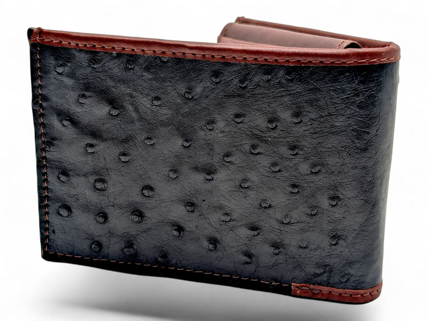 Genuine Ostrich Leather Wallet - Black Ostrich Wallet, Men's Bifold Wallet