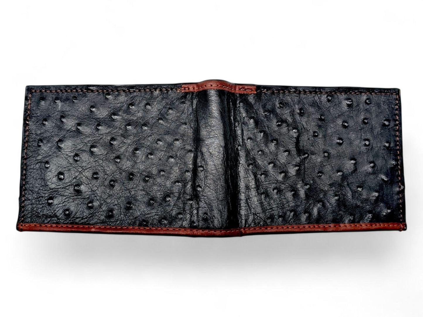Genuine Ostrich Leather Wallet - Black Ostrich Wallet, Men's Bifold Wallet