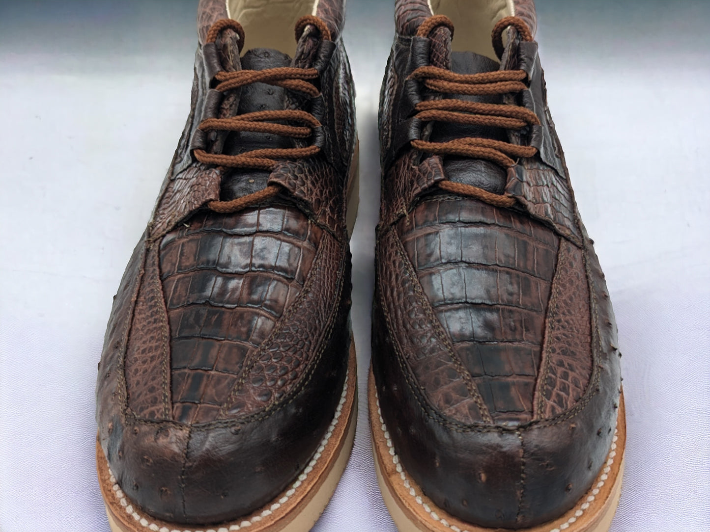 Men’s Coffee Alligator and Ostrich Sneaker Shoes