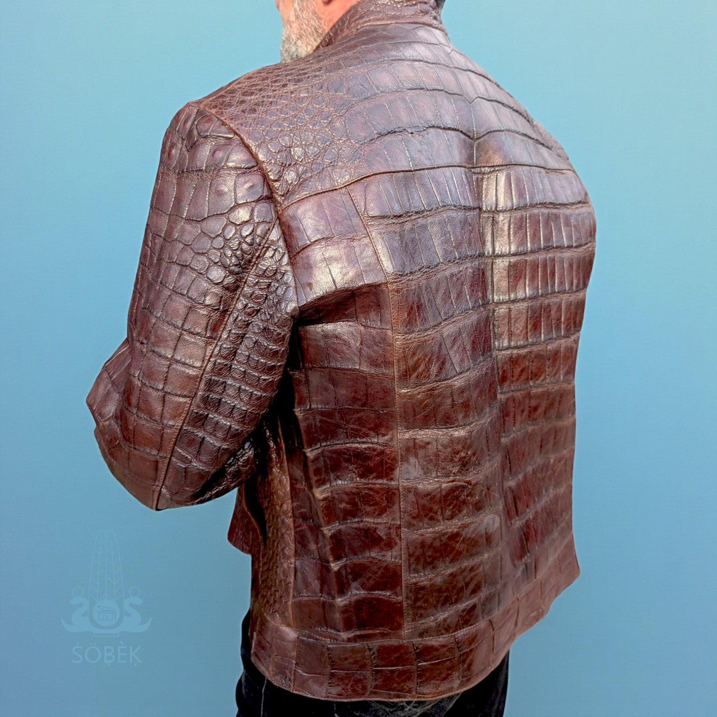 Brown Alligator Leather Bomber Jacket – Handmade Luxury Men’s Outerwear