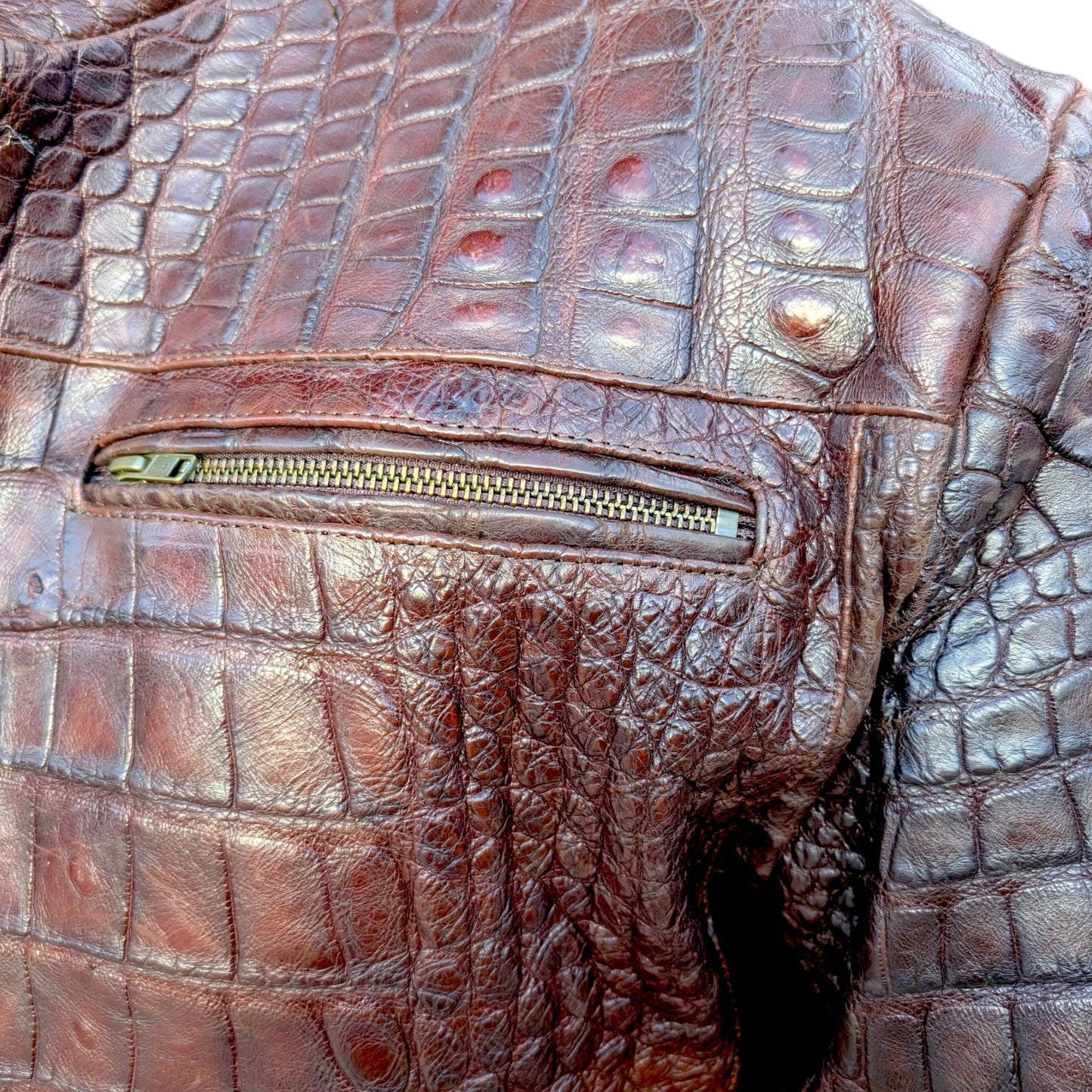 Brown Alligator Leather Bomber Jacket – Handmade Luxury Men’s Outerwear