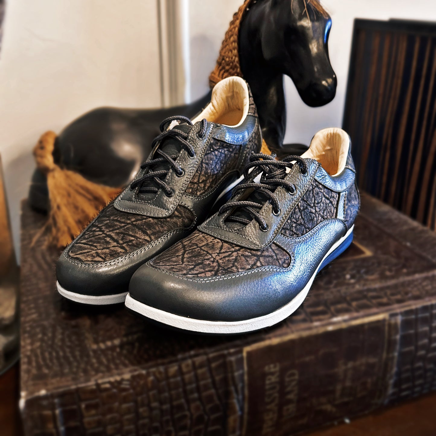 Handcrafted Elephant Leather Sneakers – Premium Exotic Leather Shoes for Men