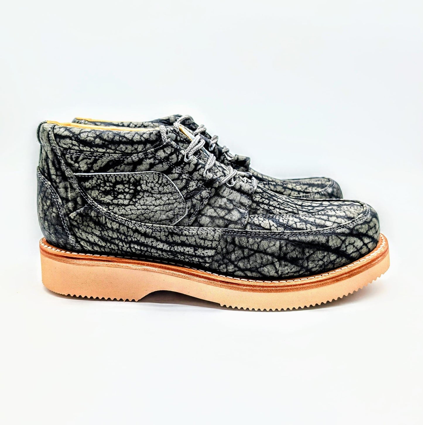 Men's Bull Hide Leather Ankle Boots, Chukka Boots, Goodyear Welt, Moc-toe Sneaker Boots, Heavy Grain, Size 10 -11 US In Stock