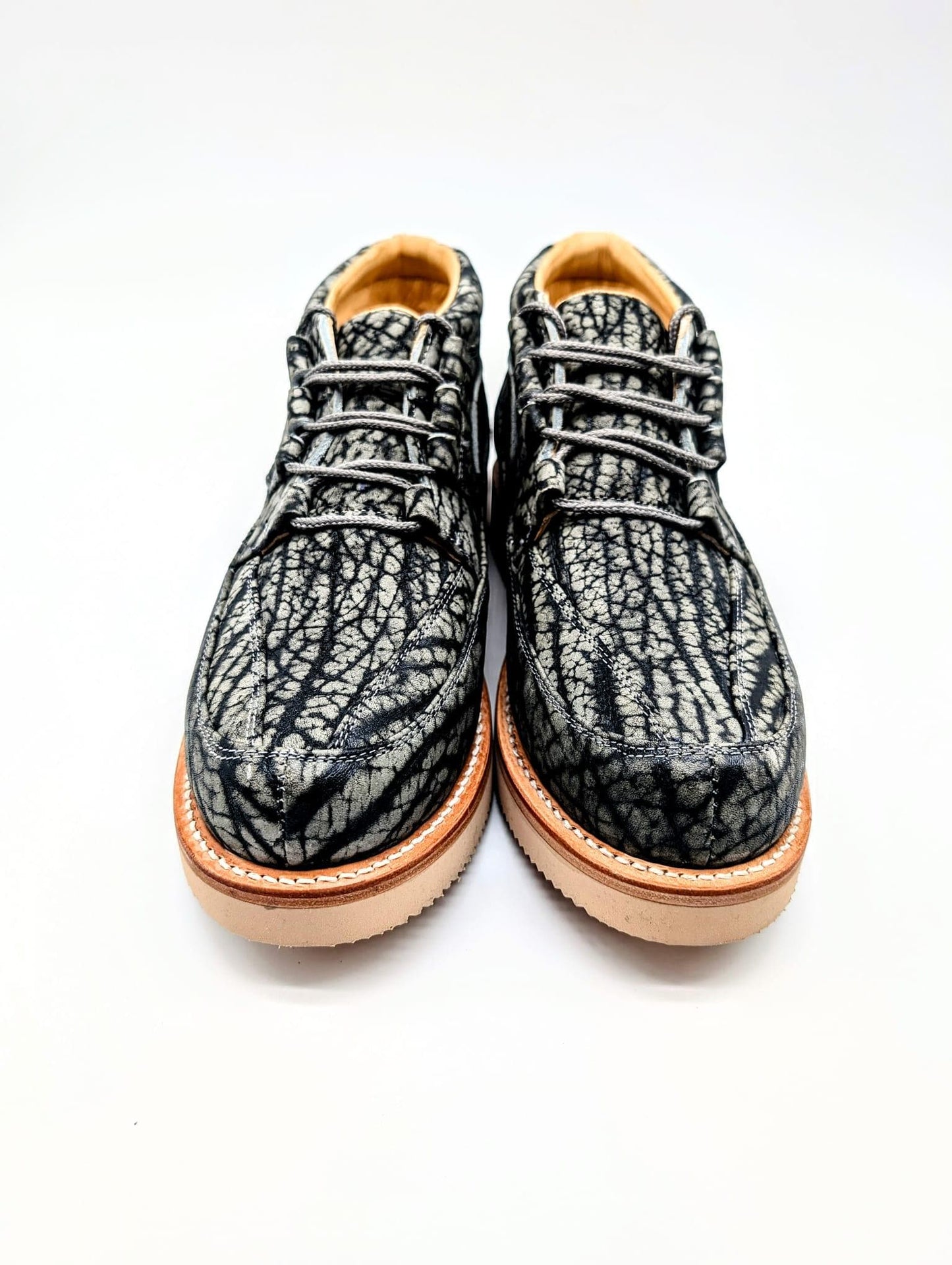 Men's Bull Hide Leather Ankle Boots, Chukka Boots, Goodyear Welt, Moc-toe Sneaker Boots, Heavy Grain, Size 10 -11 US In Stock