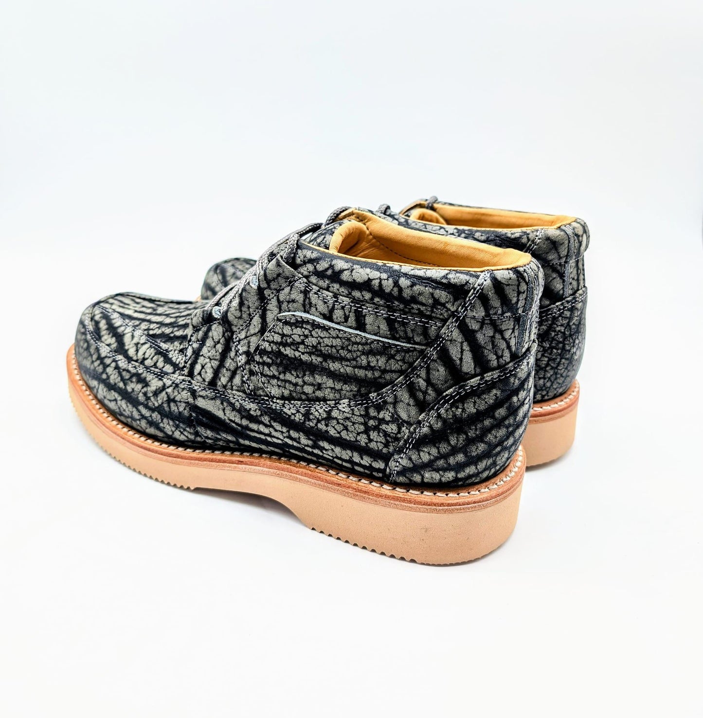 Men's Bull Hide Leather Ankle Boots, Chukka Boots, Goodyear Welt, Moc-toe Sneaker Boots, Heavy Grain, Size 10 -11 US In Stock