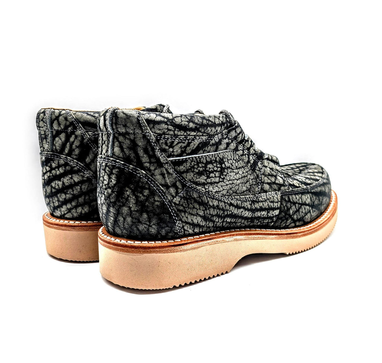 Men's Bull Hide Leather Ankle Boots, Chukka Boots, Goodyear Welt, Moc-toe Sneaker Boots, Heavy Grain, Size 10 -11 US In Stock