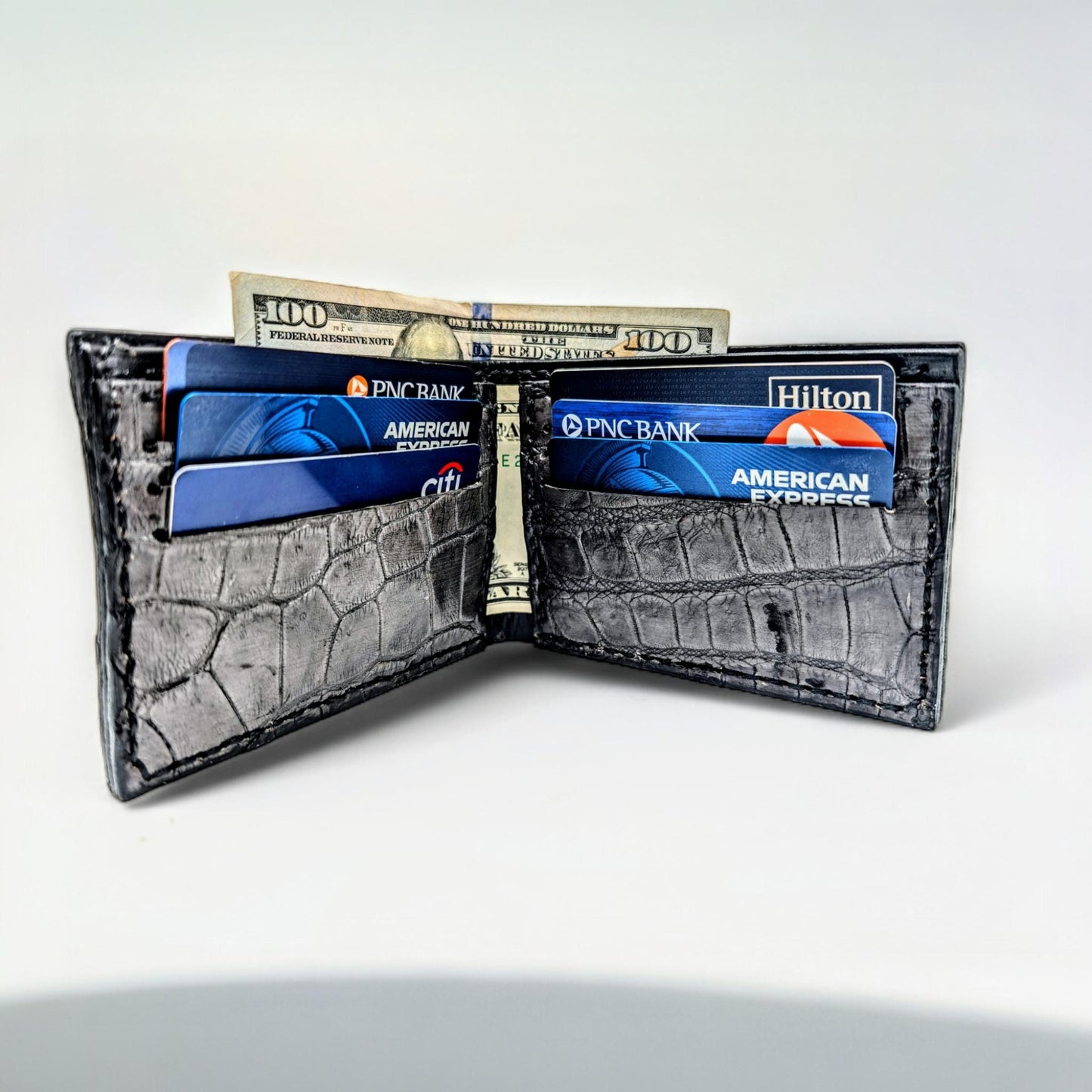Men's Alligator Leather Wallet | Gift for him| Billfold Wallet | 6 card slot | Handmade Western Wallet | Cowboy Wallet| Sobek Leather