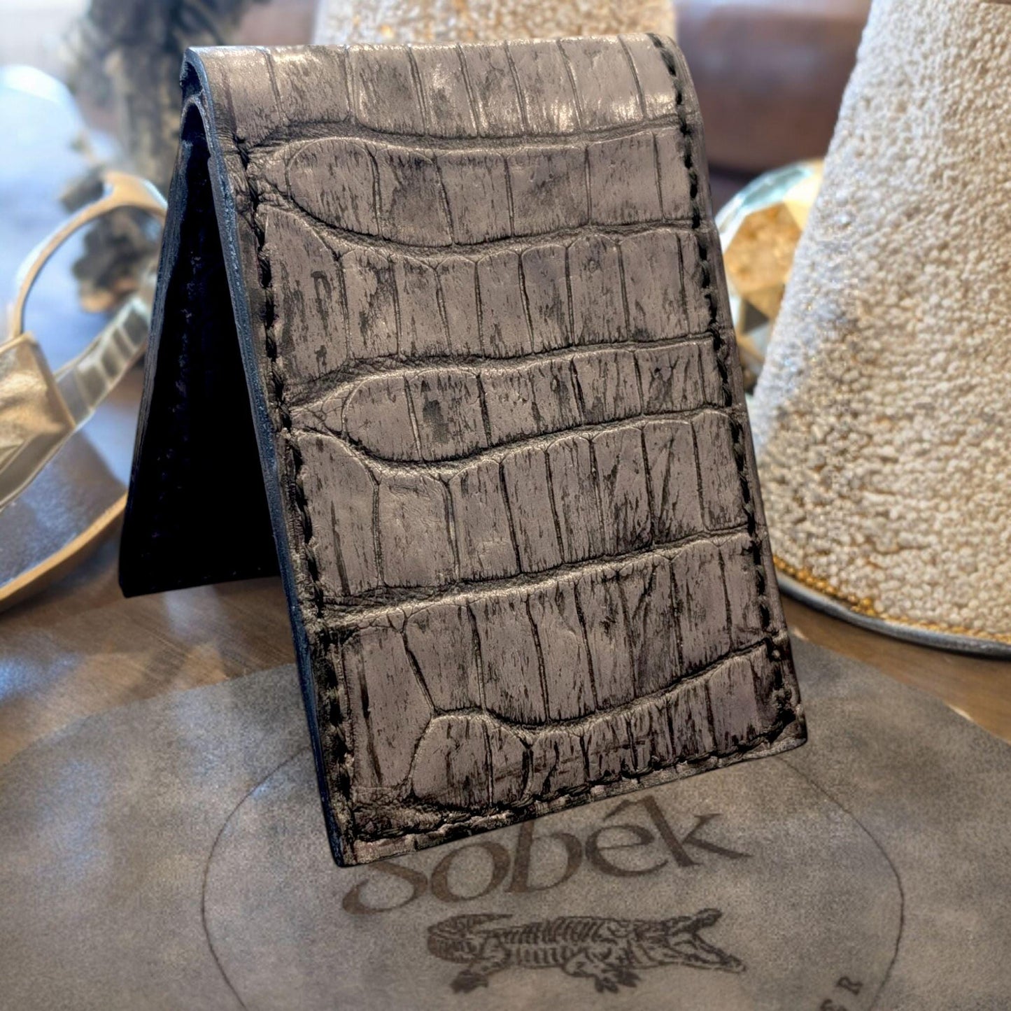 Men's Alligator Leather Wallet | Gift for him| Billfold Wallet | 6 card slot | Handmade Western Wallet | Cowboy Wallet| Sobek Leather
