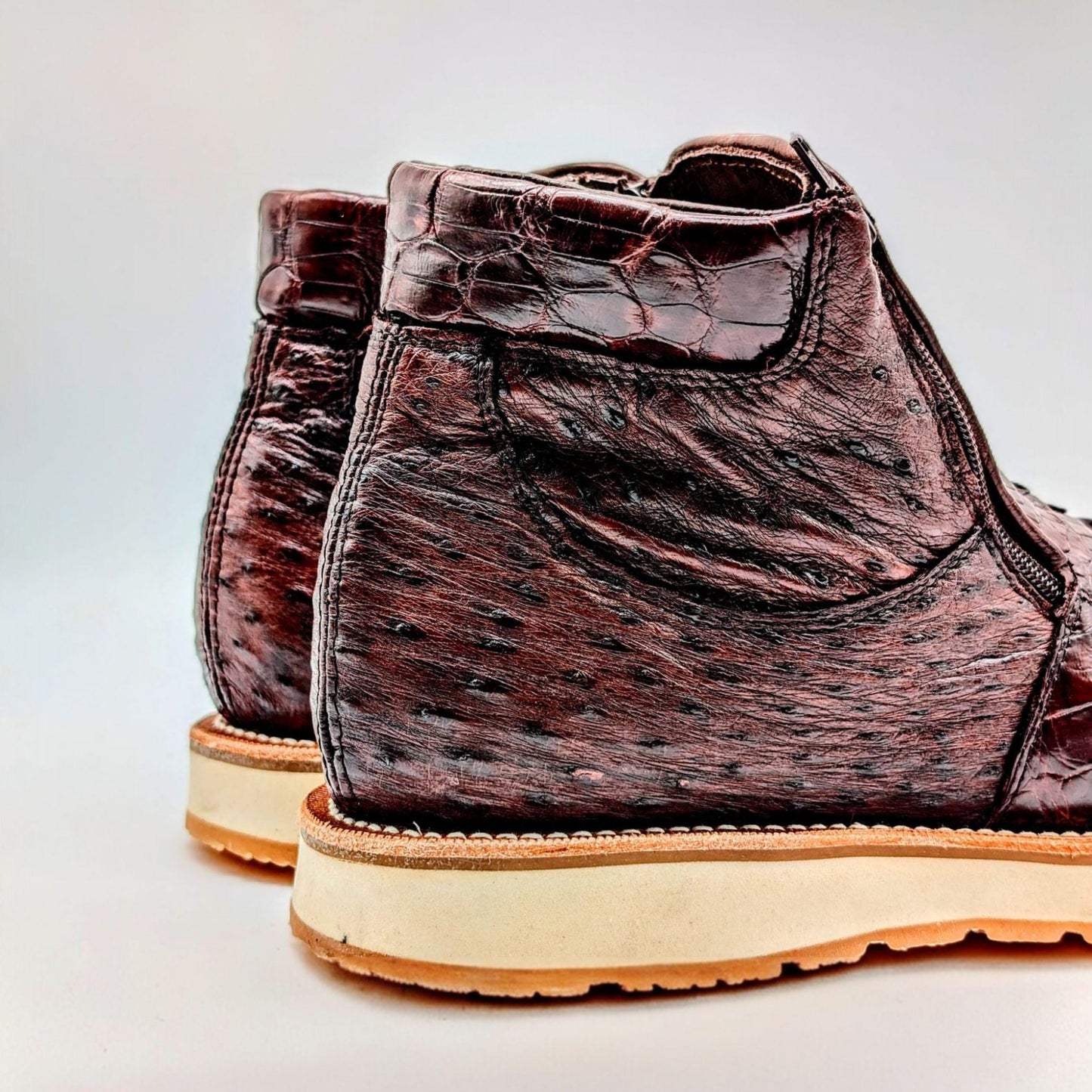 Men's Alligator Tail & Ostrich Ankle Boots, Chelsea Boots, Dual Zipper, Goodyear Welt, Handmade Leather Boots, Size 11 (30 cm) US