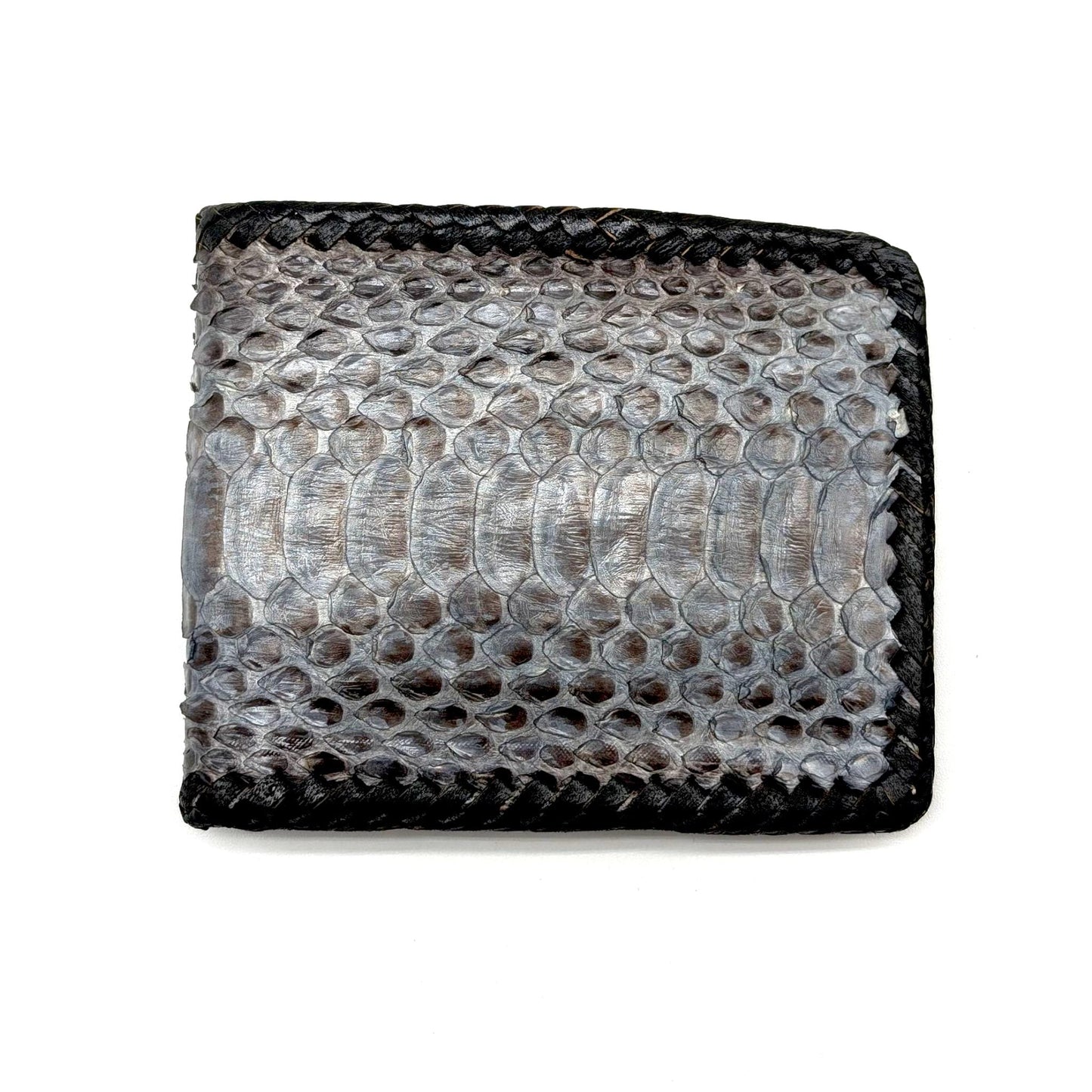 Handmade Snakeskin Billfold Wallet, Whipstitch Edge, Dual Compartments, Gift for him
