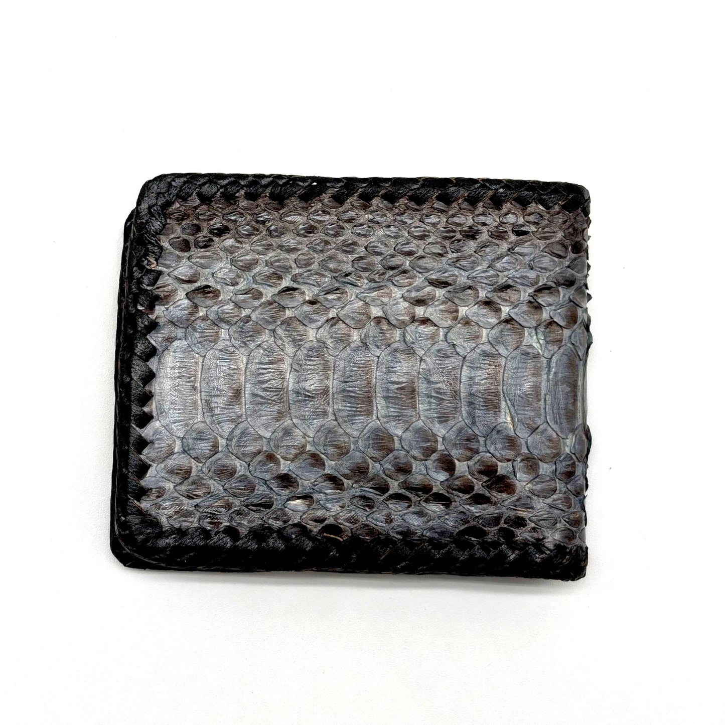 Handmade Snakeskin Billfold Wallet, Whipstitch Edge, Dual Compartments, Gift for him