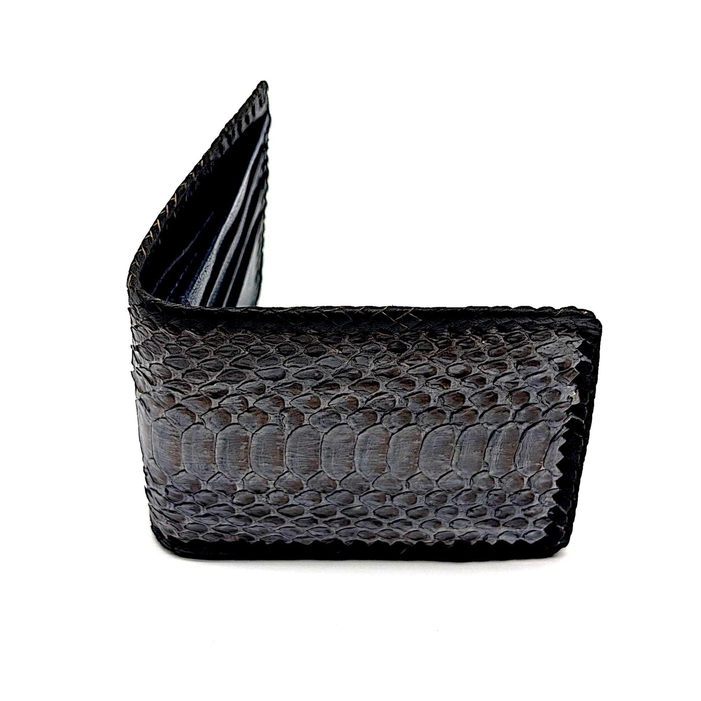 Handmade Snakeskin Billfold Wallet, Whipstitch Edge, Dual Compartments, Gift for him