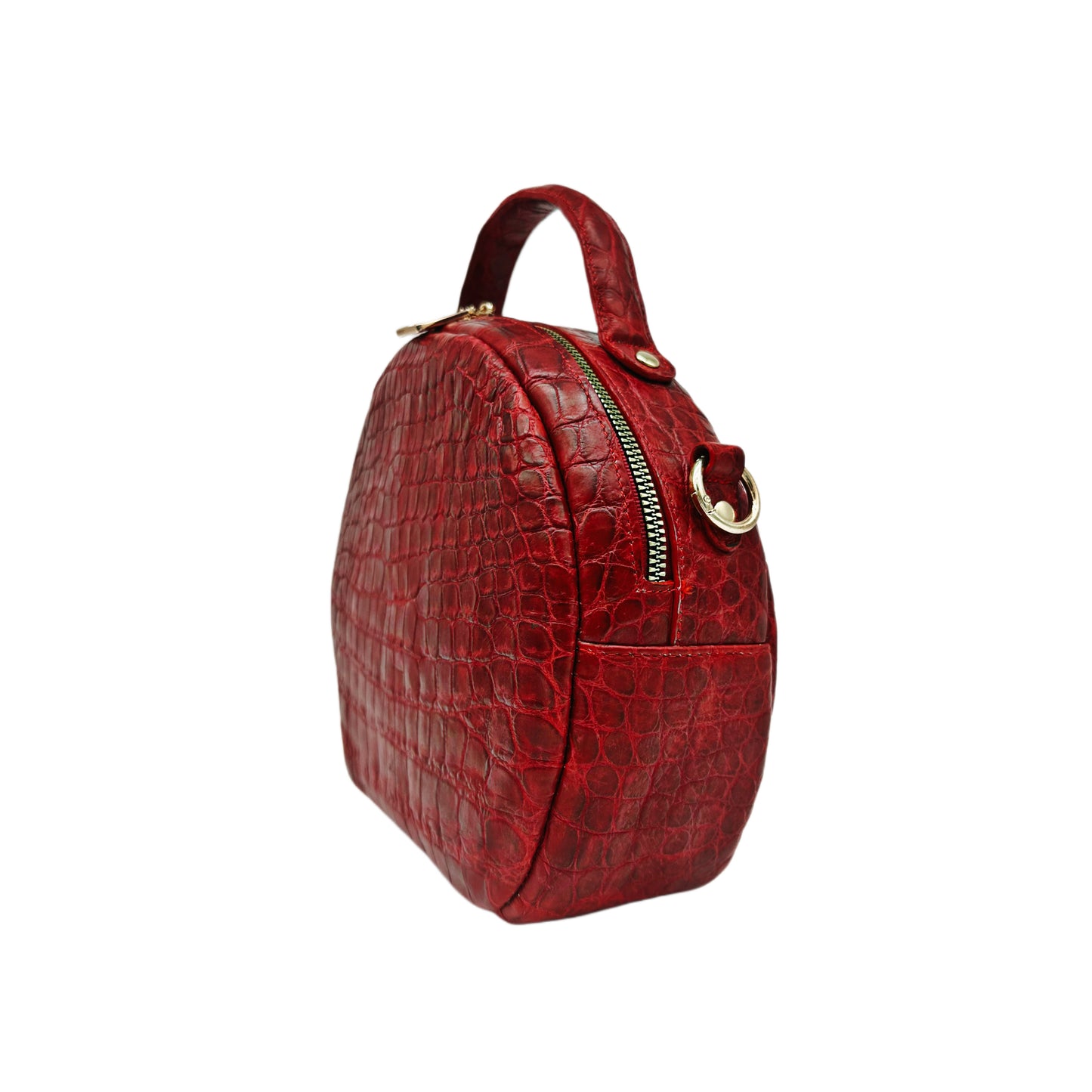 Red Circle Alligator Crossbody Purse