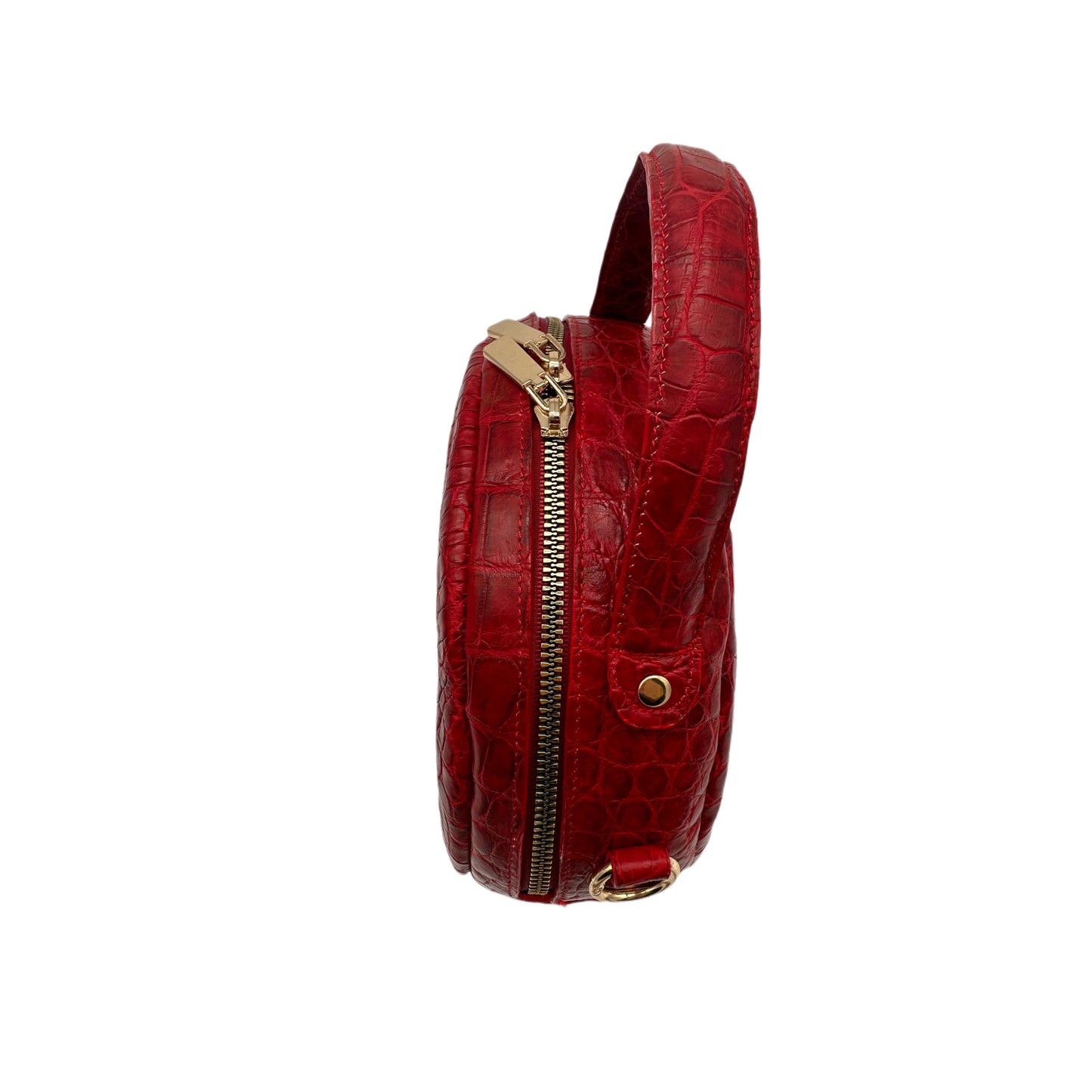 Red Circle Alligator Crossbody Purse