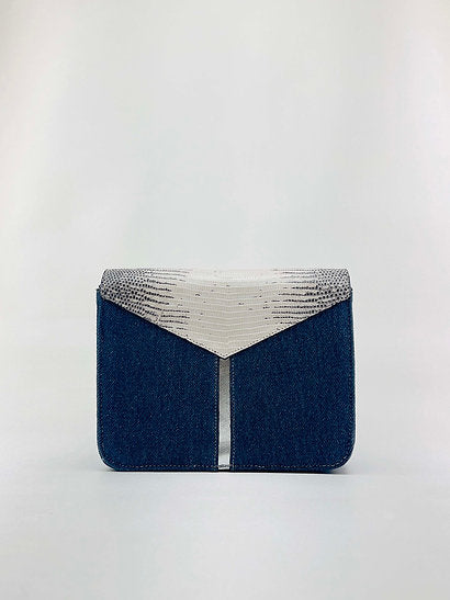 Lizard and Blue Jean Shoulder Bag