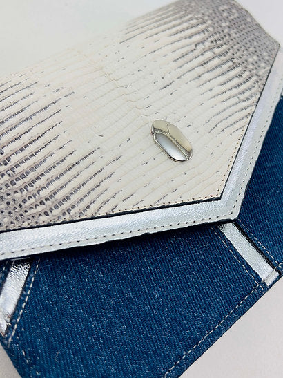 Lizard and Blue Jean Shoulder Bag