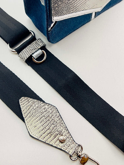 Lizard and Blue Jean Shoulder Bag