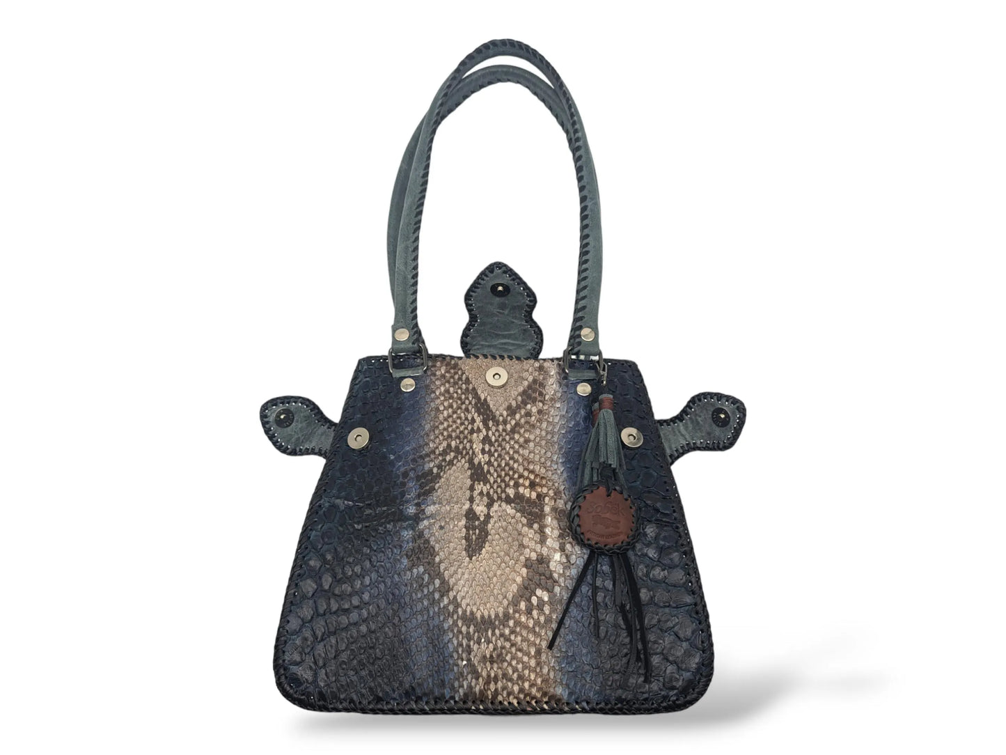 Ombre Snakeskin Leather Purse – Handmade Whipstitched Python Shoulder Bag