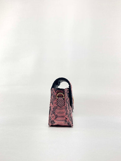 Pink Snakeskin Nano Crossbody Clutch Bag