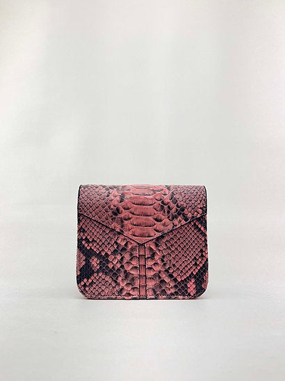 Pink Snakeskin Nano Crossbody Clutch Bag