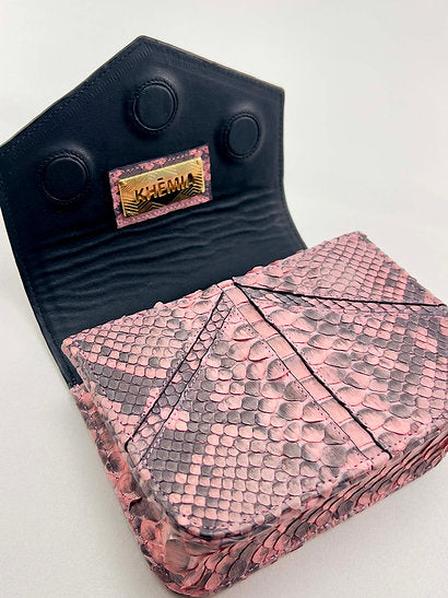 Pink Snakeskin Nano Crossbody Clutch Bag