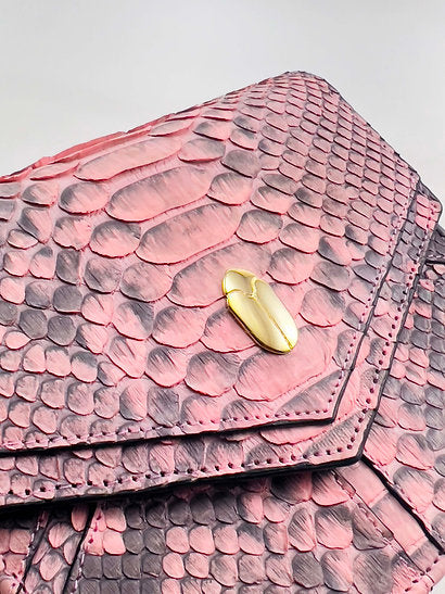Pink Snakeskin Nano Crossbody Clutch Bag