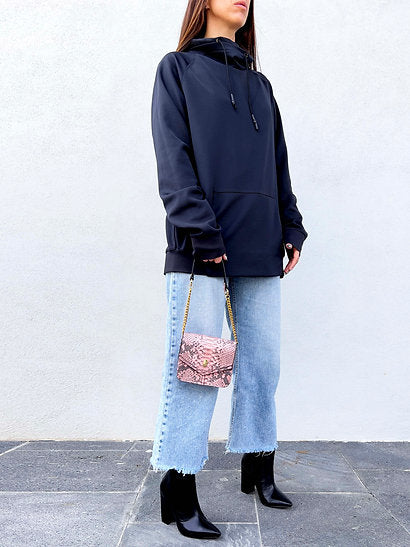 Pink Snakeskin Nano Crossbody Clutch Bag