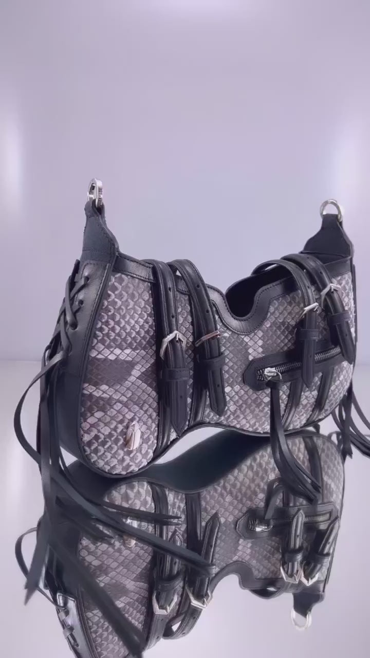 snakeskin fringe bag